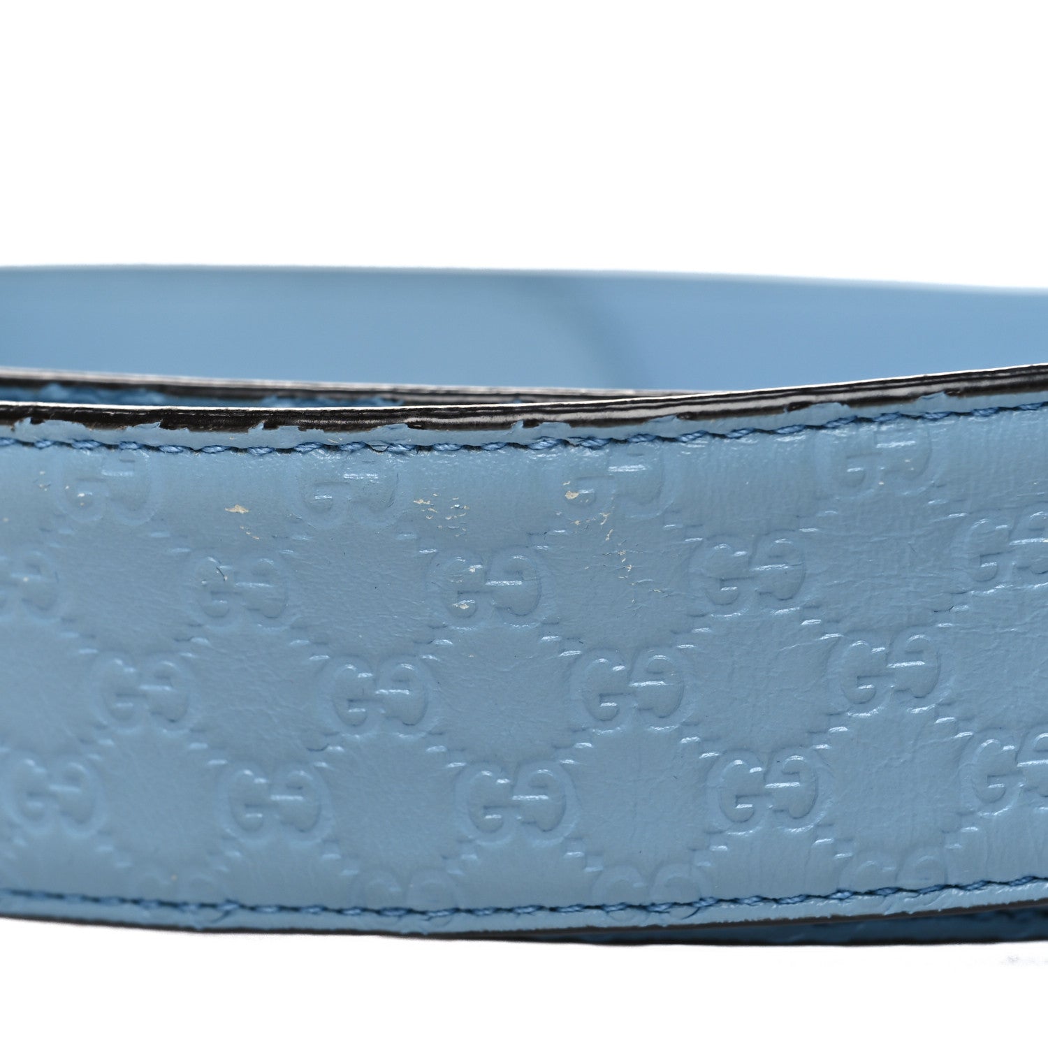 Gucci Soft Microguccissima Margaux Calfskin Belt 95 38 Mineral Blue 6 of 6