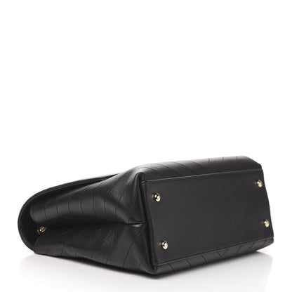 Chanel Grained Calfskin Chevron Stitched Medium Chic Top Handle Flap Black 4 of 11