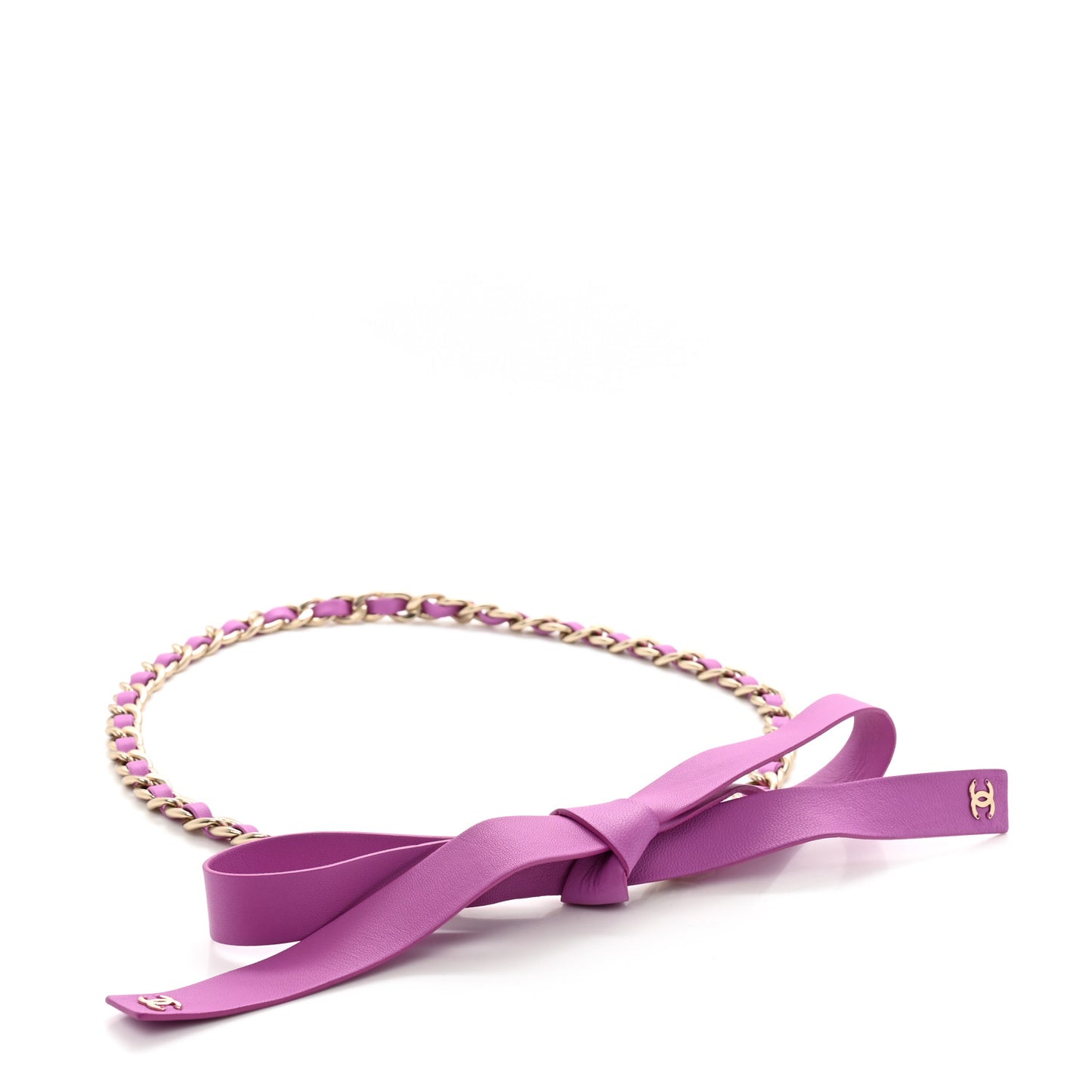 Lambskin Chain CC Bow Belt M Lilac