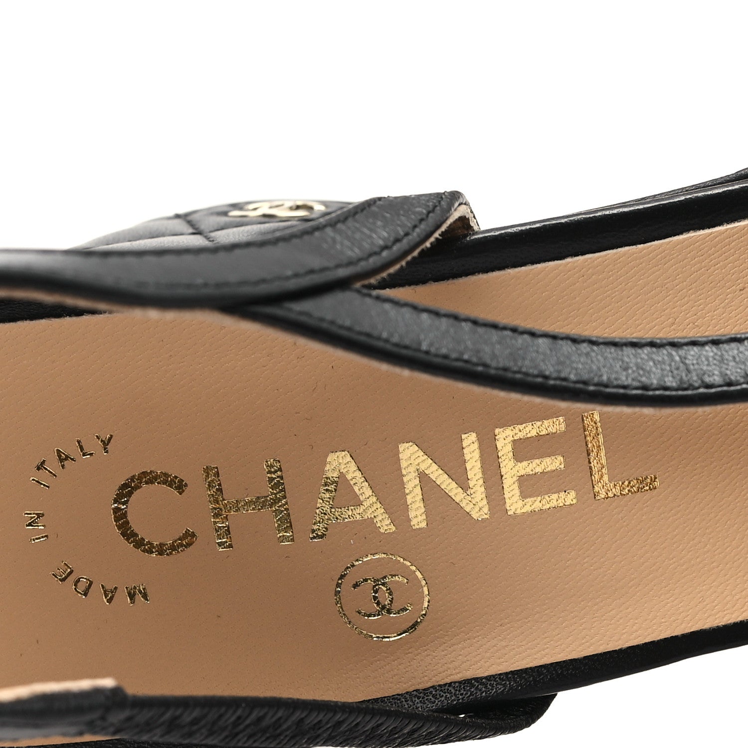 Chanel Lambskin Patent Calfskin Quilted Cap Toe CC Slingback Pumps 39 Black 8 of 9