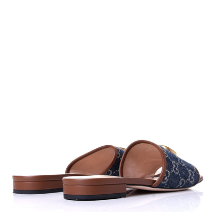 Gucci New Denim GG Monogram Miro Soft Calfskin Jolie Slide Sandals 38 Blue Tea Cuir Epilog 4 of 10