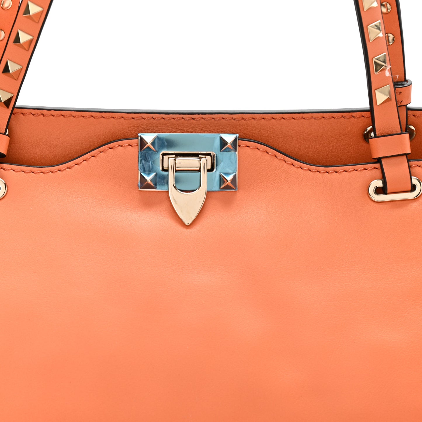 Vitello Medium Rockstud Tote Melon Sorbet