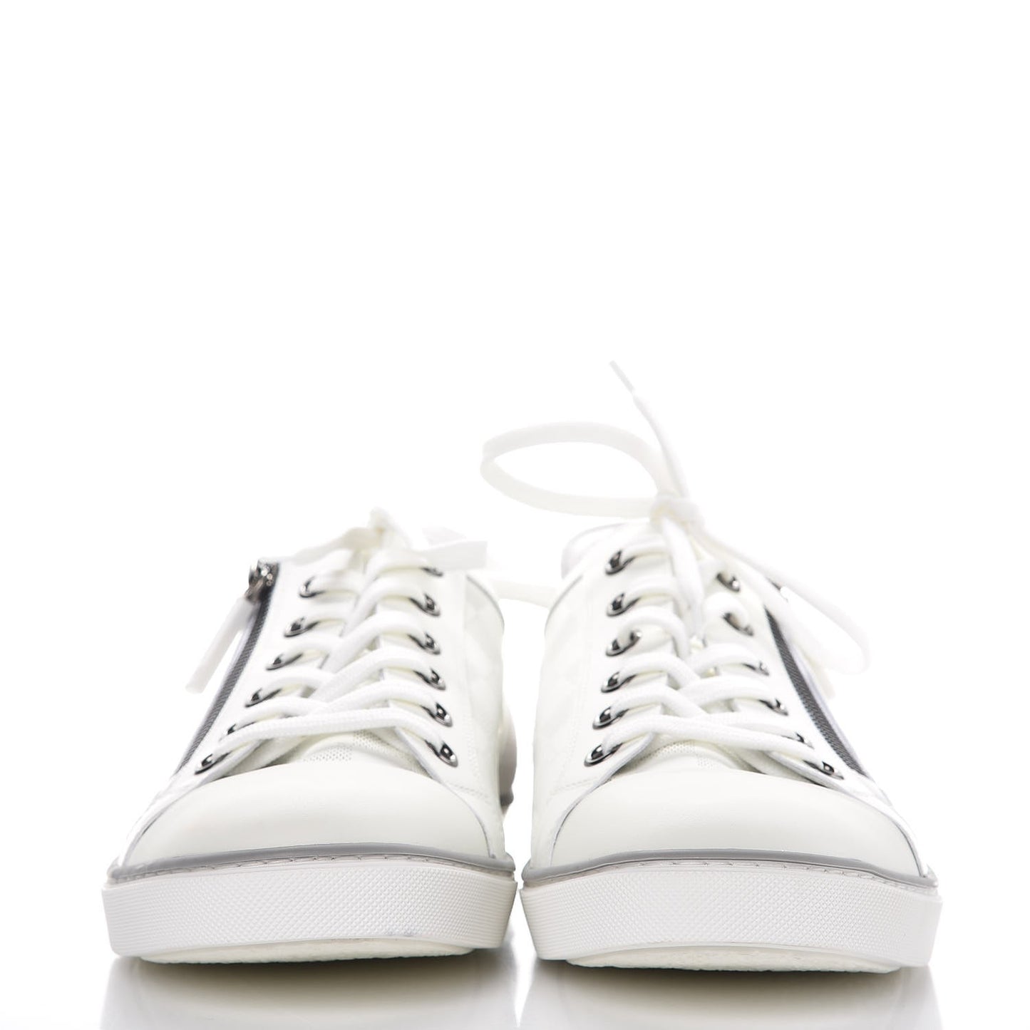 Calfskin Suede Damier Aventure Zip Up Sneaker 9.5 White