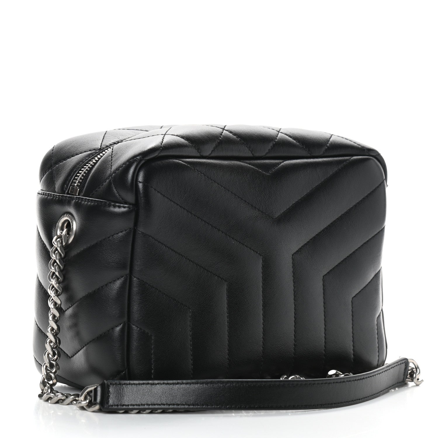 Saint Laurent Calfskin Y Quilted Monogram Small Loulou Bowling Bag Black 3 of 9