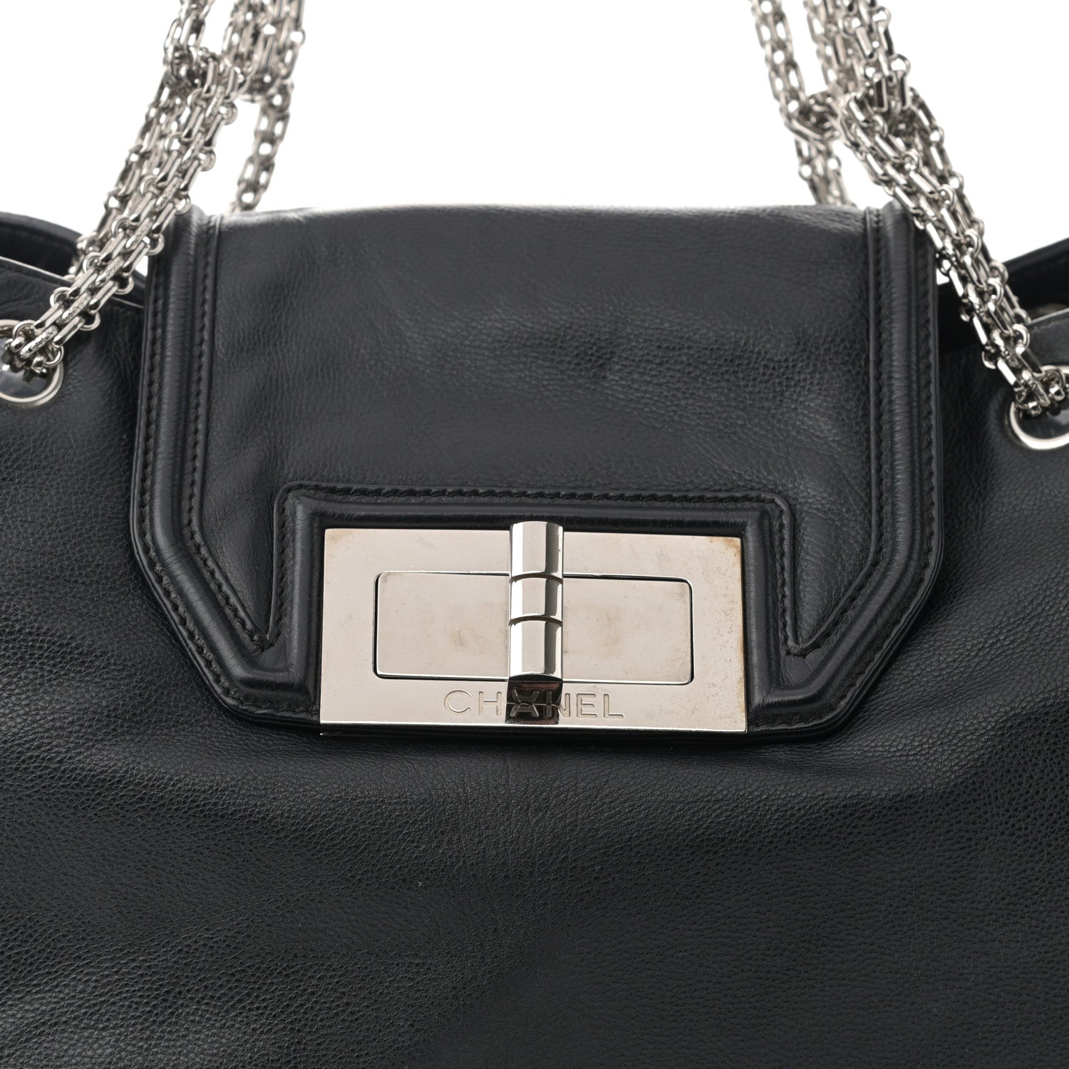 Chanel Calfskin Mademoiselle Lock Shopper Tote Black 8 of 10
