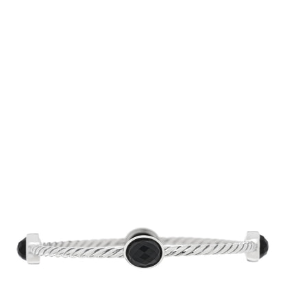 David Yurman Sterling Silver Onyx 3mm 4 Station Bangle Bracelet 2 of 3