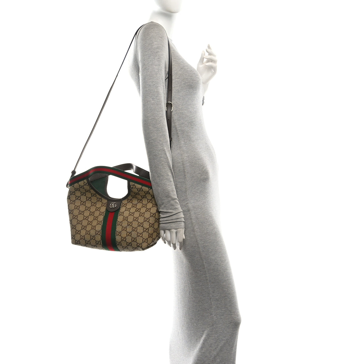 Monogram Web Small Giglio Tote Beige Dark Brown