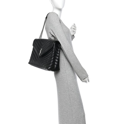 Saint Laurent Calfskin Y Quilted Monogram Large Loulou Chain Satchel Black 2 of 15
