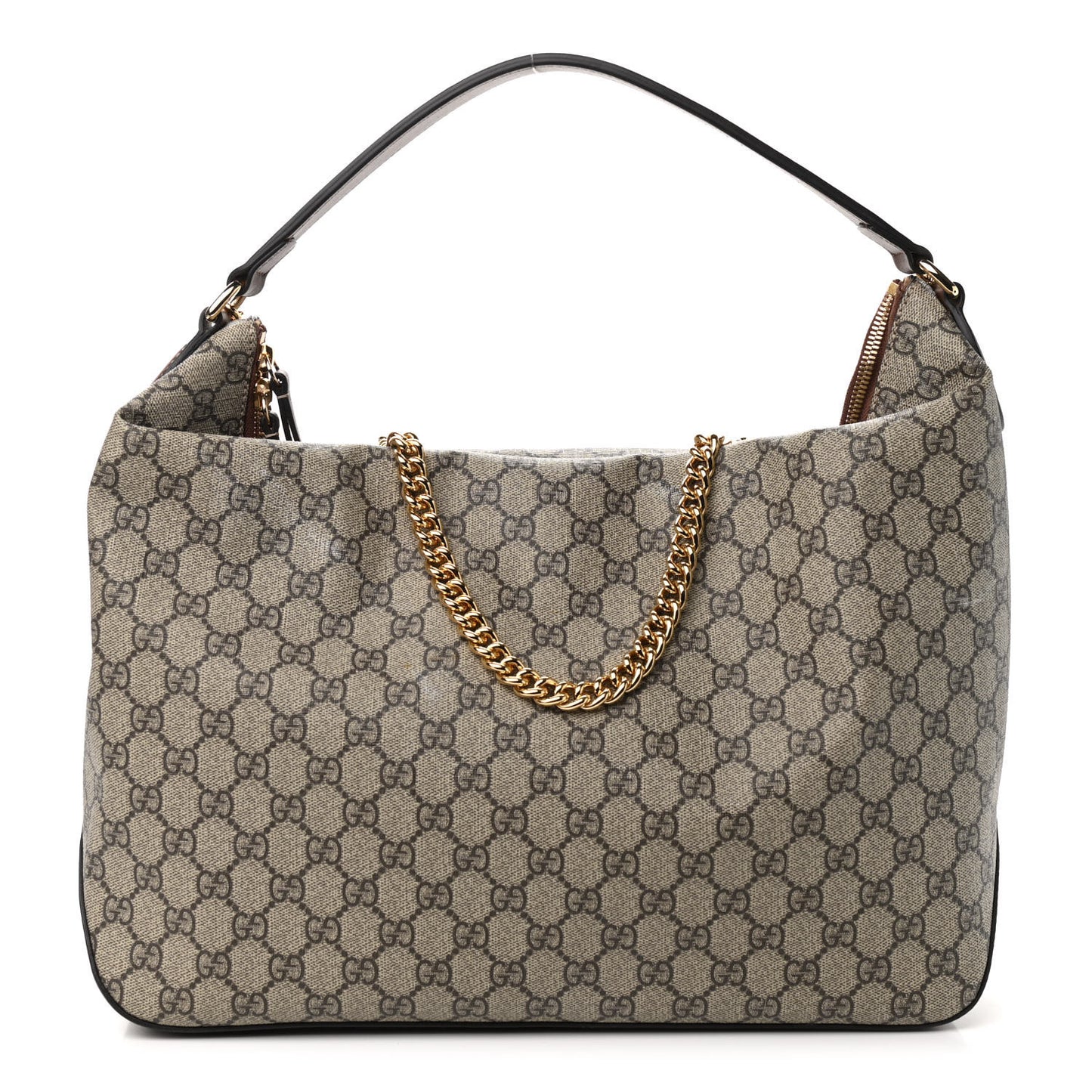 GG Supreme Monogram Large Linea A Hobo Light Brown