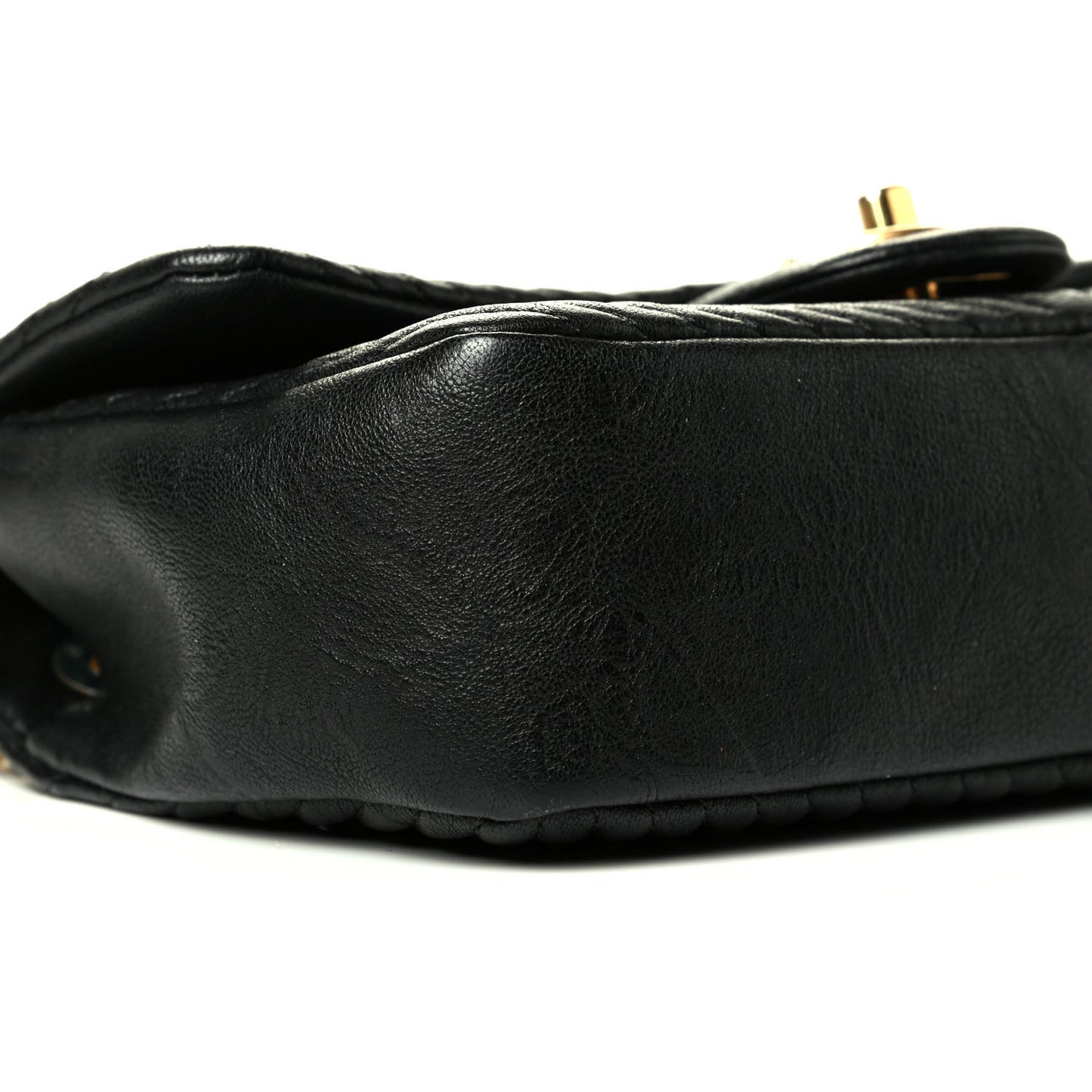 Calfskin Surpique Chevron Small Flap Black