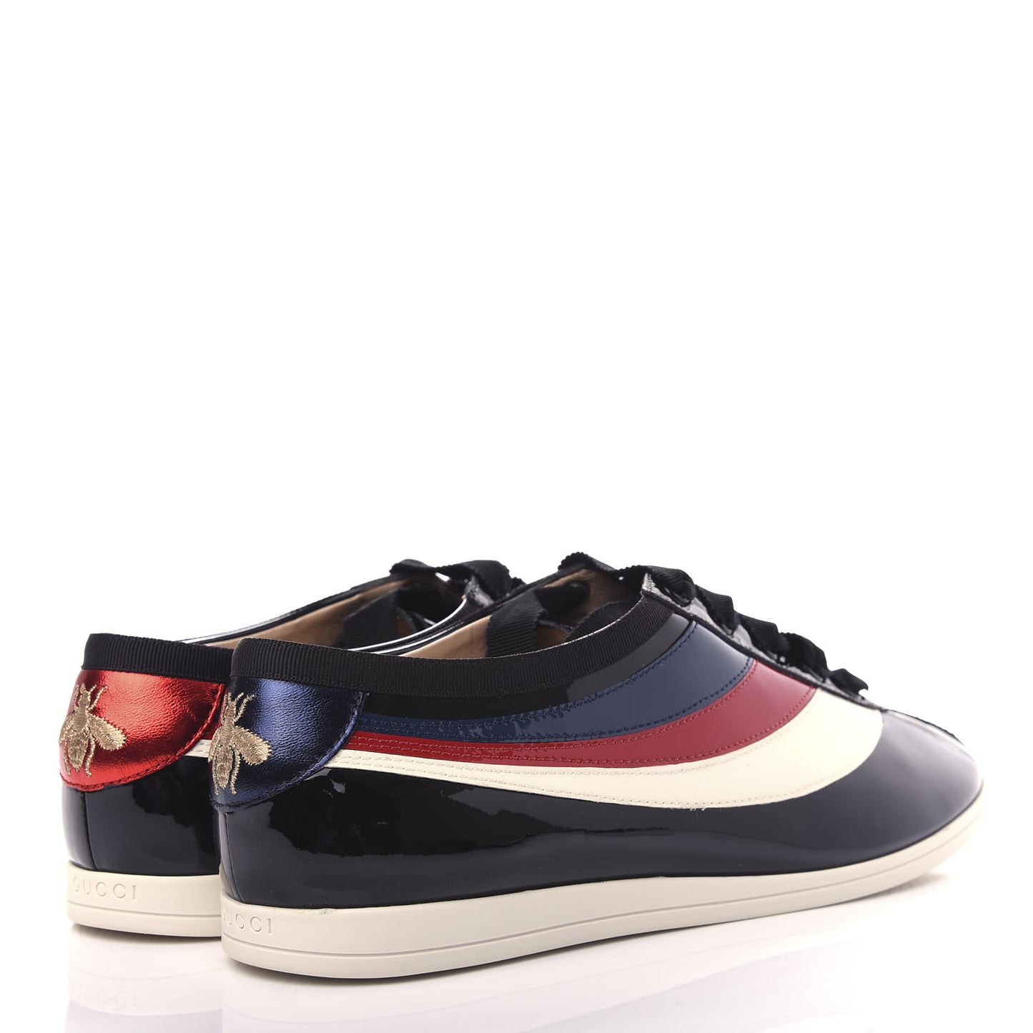 Patent Calfskin Mens Web Falacer Sneakers 8 Black