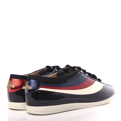 Gucci Patent Calfskin Mens Web Falacer Sneakers 8 Black 4 of 12