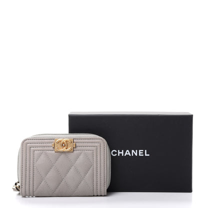 Chanel Caviar Quilted Boy Zip Around Coin Purse Wallet Grey 8 of 8
