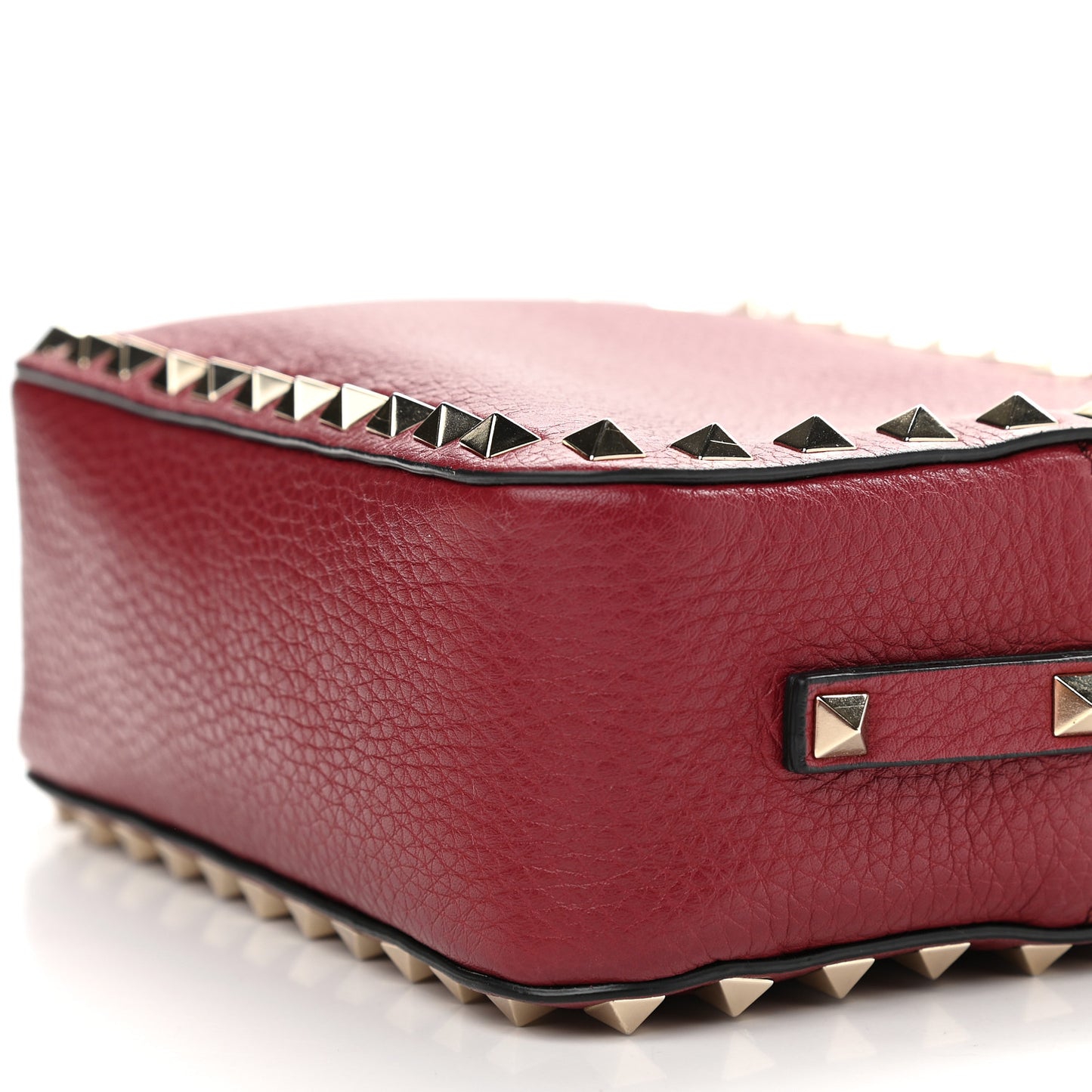 Pebbled Calfskin Rockstud Camera Crossbody Bag Rubino