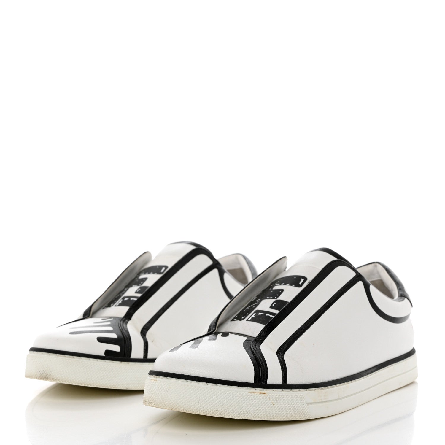 Fendi X JOSHUA VIDES Nappa Rockoclick Slip On Sneakers 37 Snow White Black 3 of 13