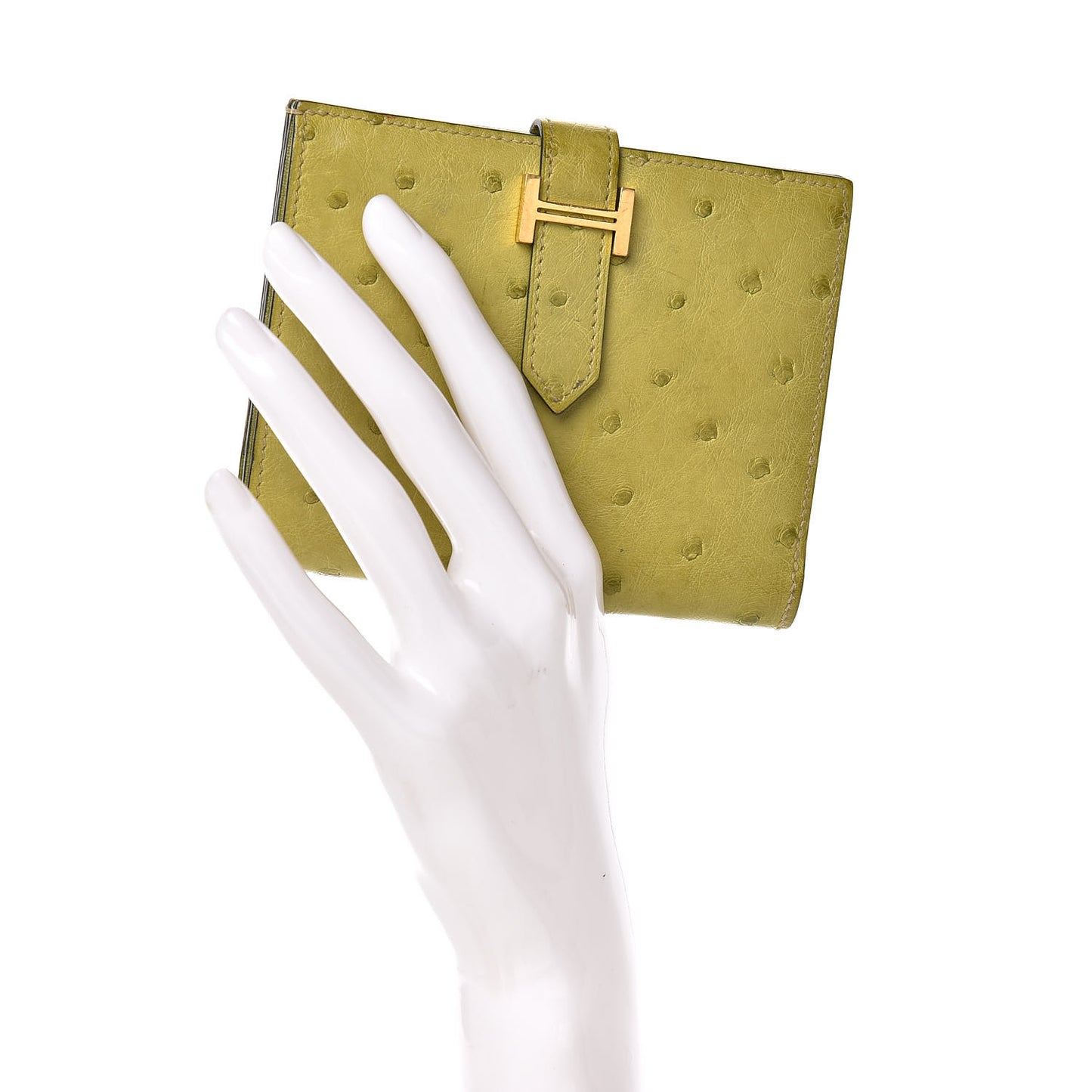 Ostrich Bearn Compact Wallet Vert Anis