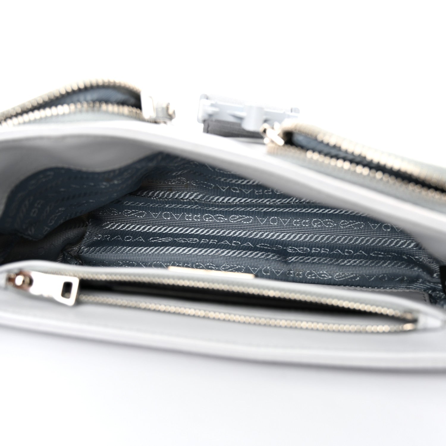 Prada Nappa Re-Nylon Double Pocket Buckle Shoulder Bag Fiordaliso 5 of 17