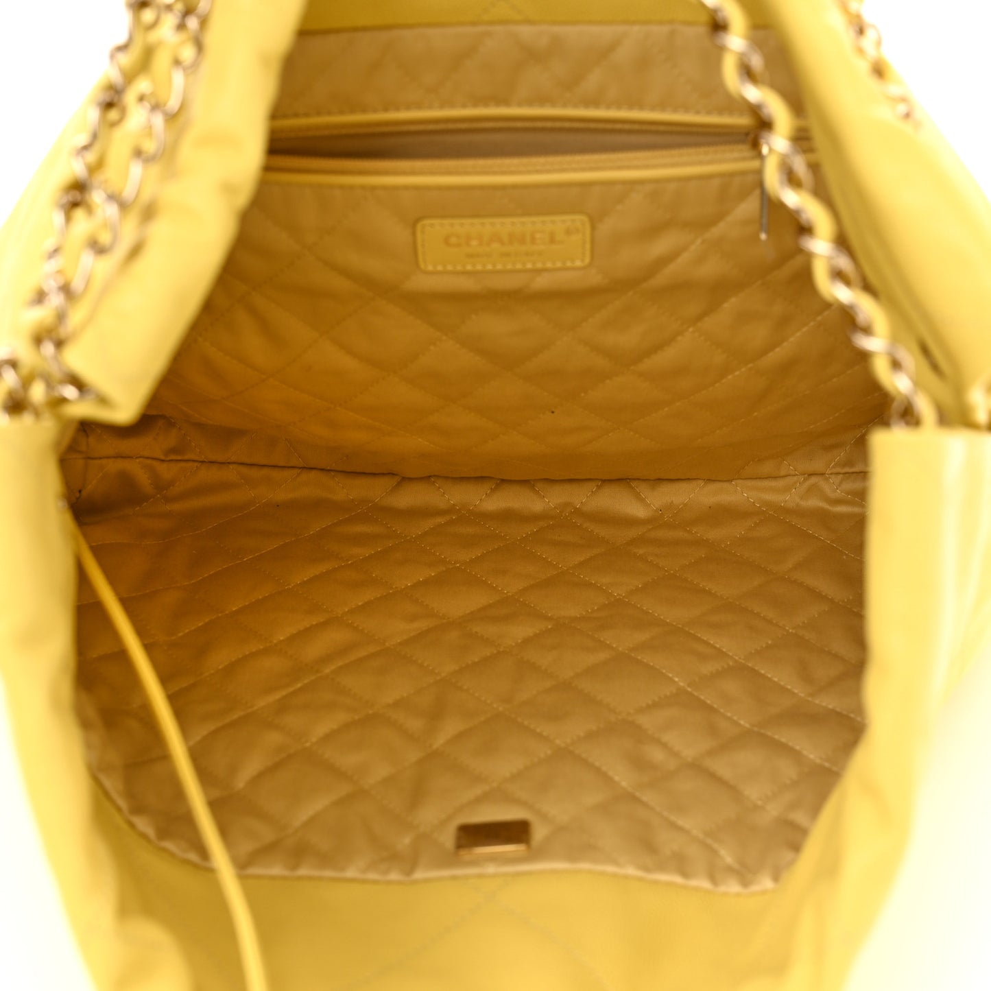 Shiny Caviar Quilted Chanel 22 Yellow