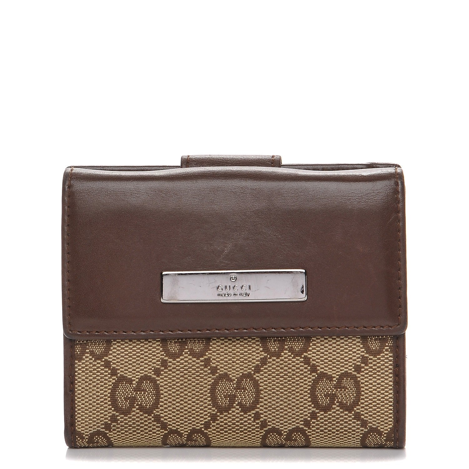 Gucci Monogram Compact Wallet Dark Brown 1 of 8
