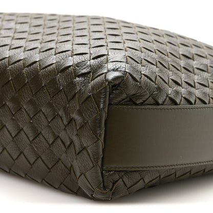Bottega Veneta Deerskin Intrecciato Medium Traveler Hobo Kaki 9 of 10