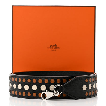 Hermes Epsom 40mm Hexagone Tressage Shoulder Strap Black Craie Gold 6 of 6
