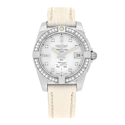 Breitling Stainless Steel Calfskin Diamond Mother of Pearl 36mm Galactic Automatic Watch A37330 1 of 5