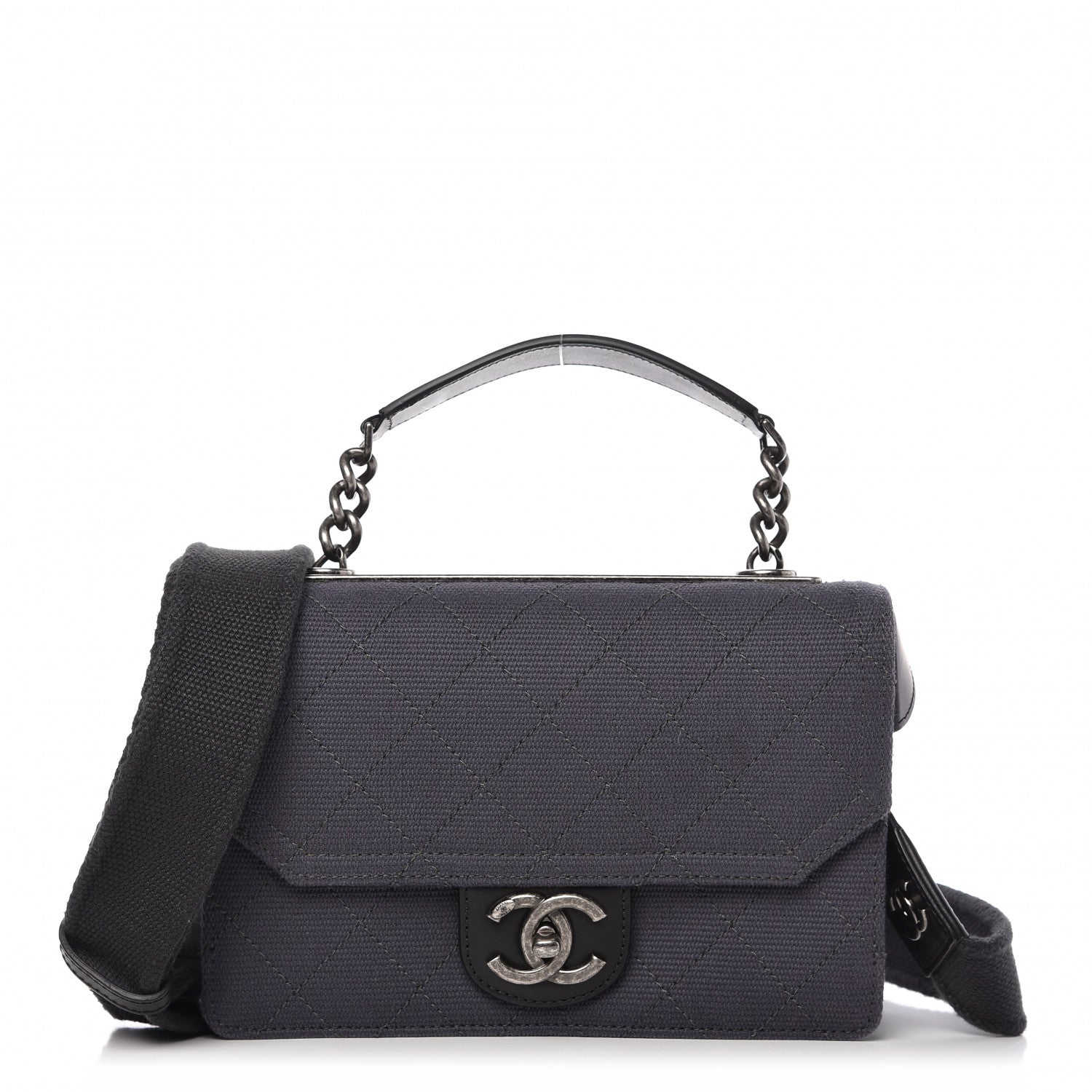 Chanel Fabric Quilted Small Flap Bag Dark Grey 1 of 11