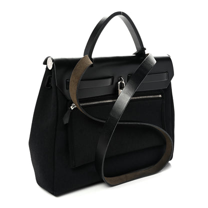 Hermes Military Toile Vache Hunter Herbag Zip Retourne 31 PM Black 4 of 11