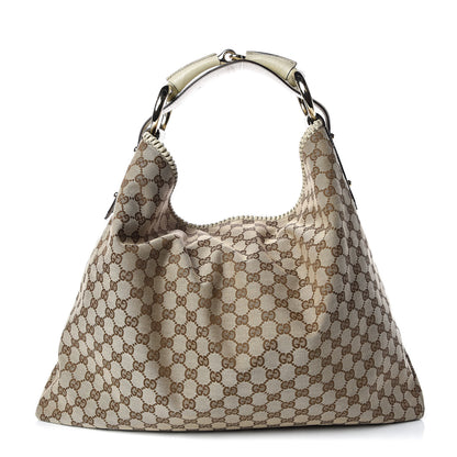 Gucci Monogram Large Horsebit Chain Hobo Off White 1 of 14