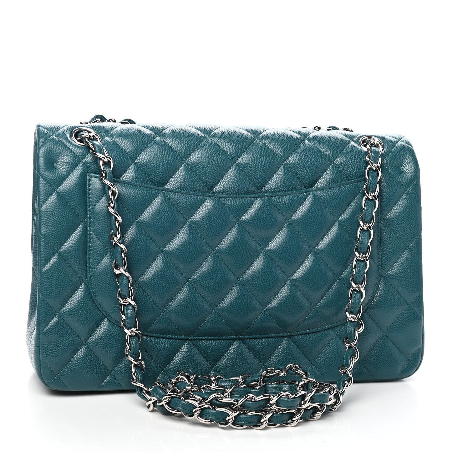 Caviar Quilted Jumbo Double Flap Dark Turquoise