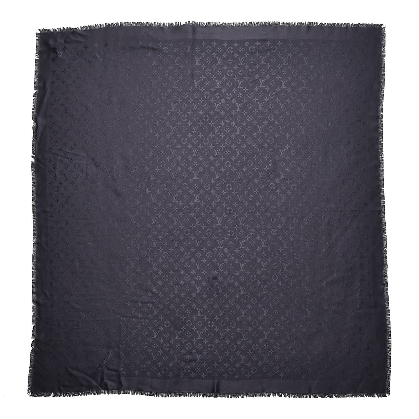Wool Silk Monogram Shawl Anthracite