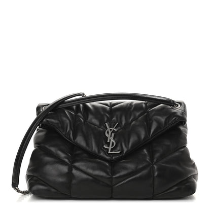 Saint Laurent Lambskin Quilted Medium Loulou Puffer Monogram Chain Satchel Black 1 of 9