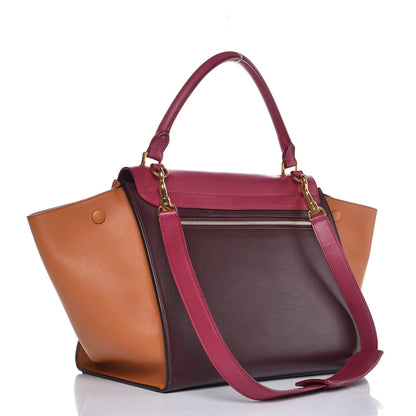 Celine Smooth Calfskin Medium Tri-color Trapeze Orchid Burgundy Tan 3 of 6