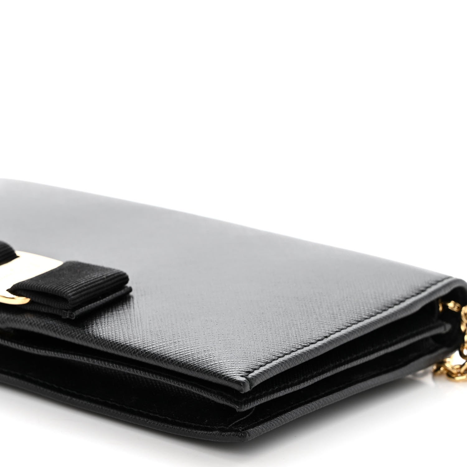 Salvatore Ferragamo Calfskin Vara Wallet On Chain Black 10 of 11