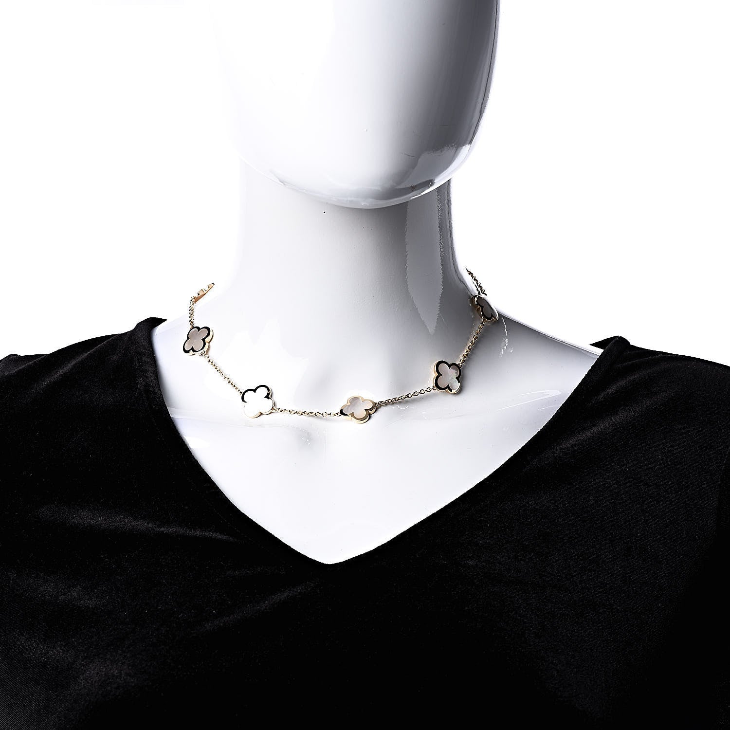 Van Cleef & Arpels 18K Yellow Gold Mother of Pearl 9 Motifs Pure Alhambra Pendant Necklace 2 of 5