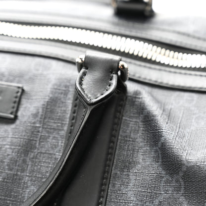 Gucci Soft GG Supreme Monogram Appia Calfskin Web Large Carry On Duffle Bag Black Grey 15 of 16