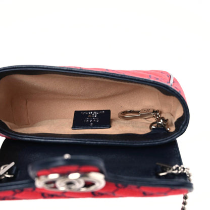 Gucci Monogram Multicolor Matelasse Diagonal Super Mini GG Marmont Shoulder Bag Red Blue 5 of 11