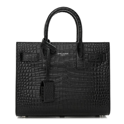 Saint Laurent Calfskin Crocodile Embossed Nano Sac De Jour Black 1 of 15