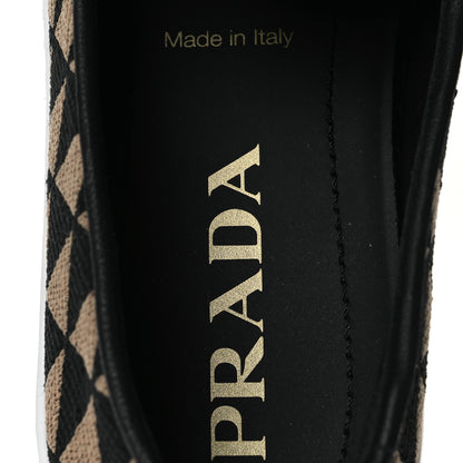 Prada Jacquard Trianglolo Symbole Embroidered Metal Triangle Logo Slip On Sneakers 36.5 Corda Black 9 of 11