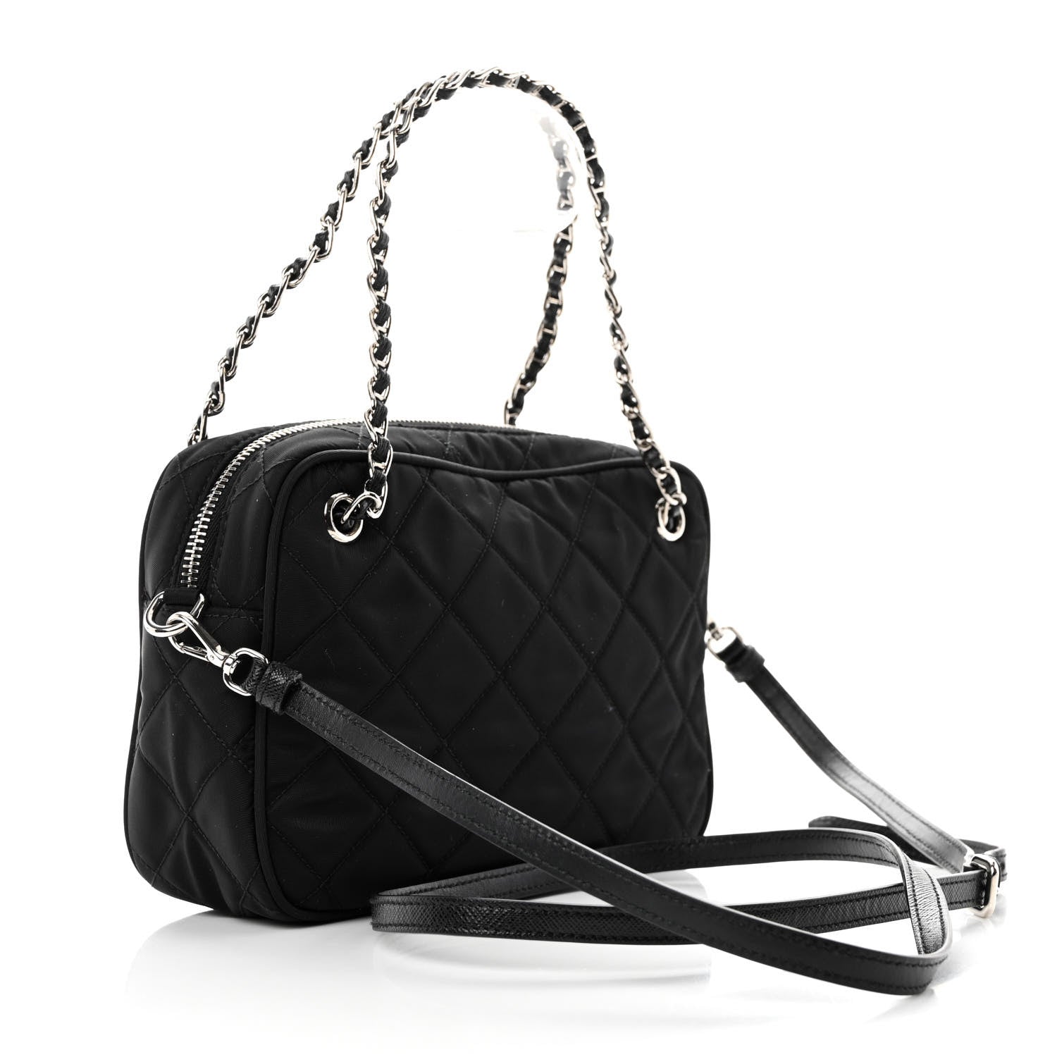 Prada Nylon Tessuto Impuntu Quilted Bandoliera Crossbody Bag Black 3 of 9