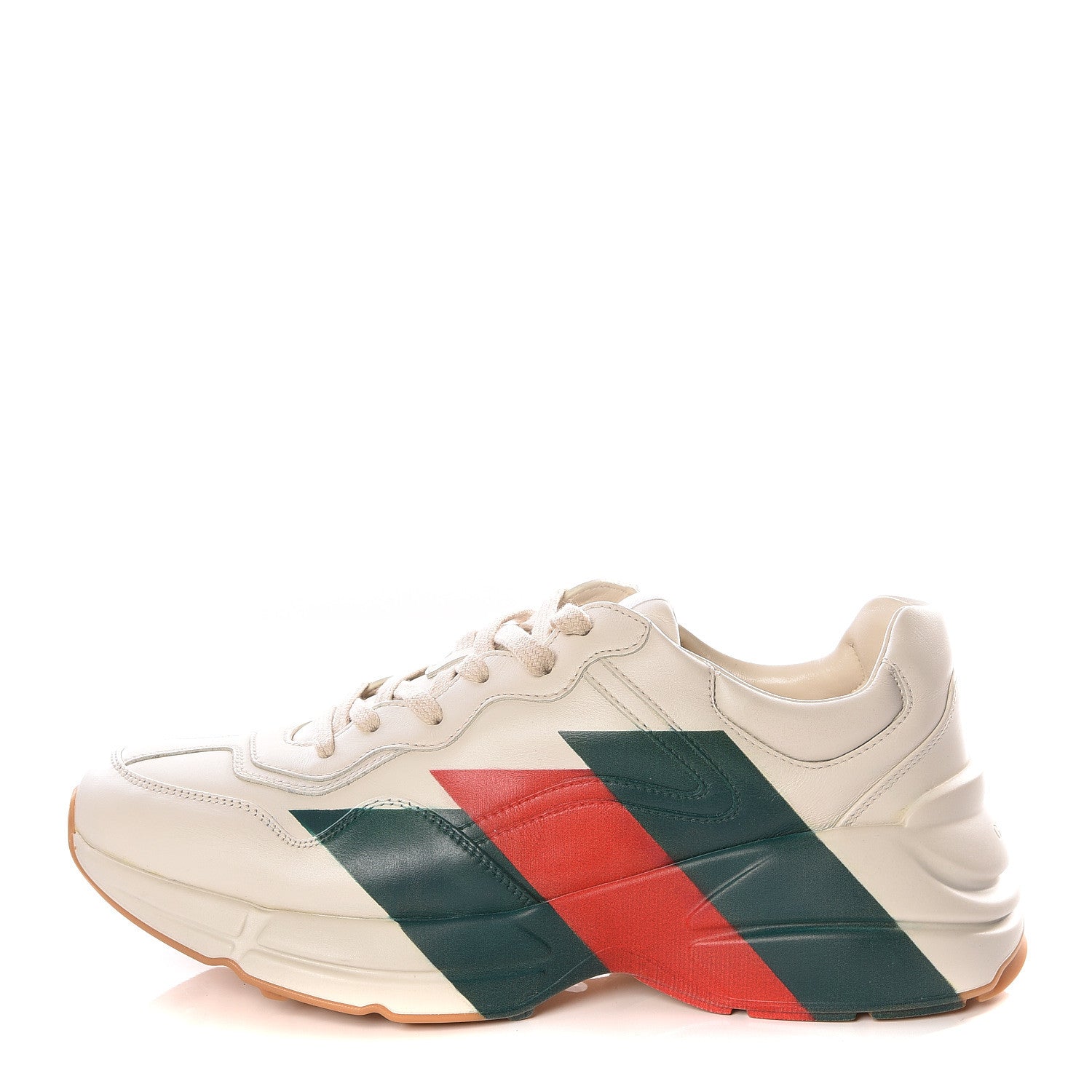 Gucci Calfskin Web Printed Mens Rhyton Sneakers 8 Mystic White 1 of 14