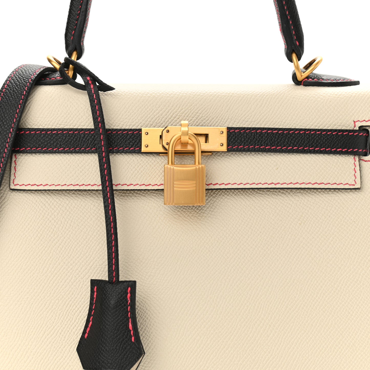 Epsom Bi-Color Horseshoe Kelly Sellier 25 Craie Black Rose Azalea