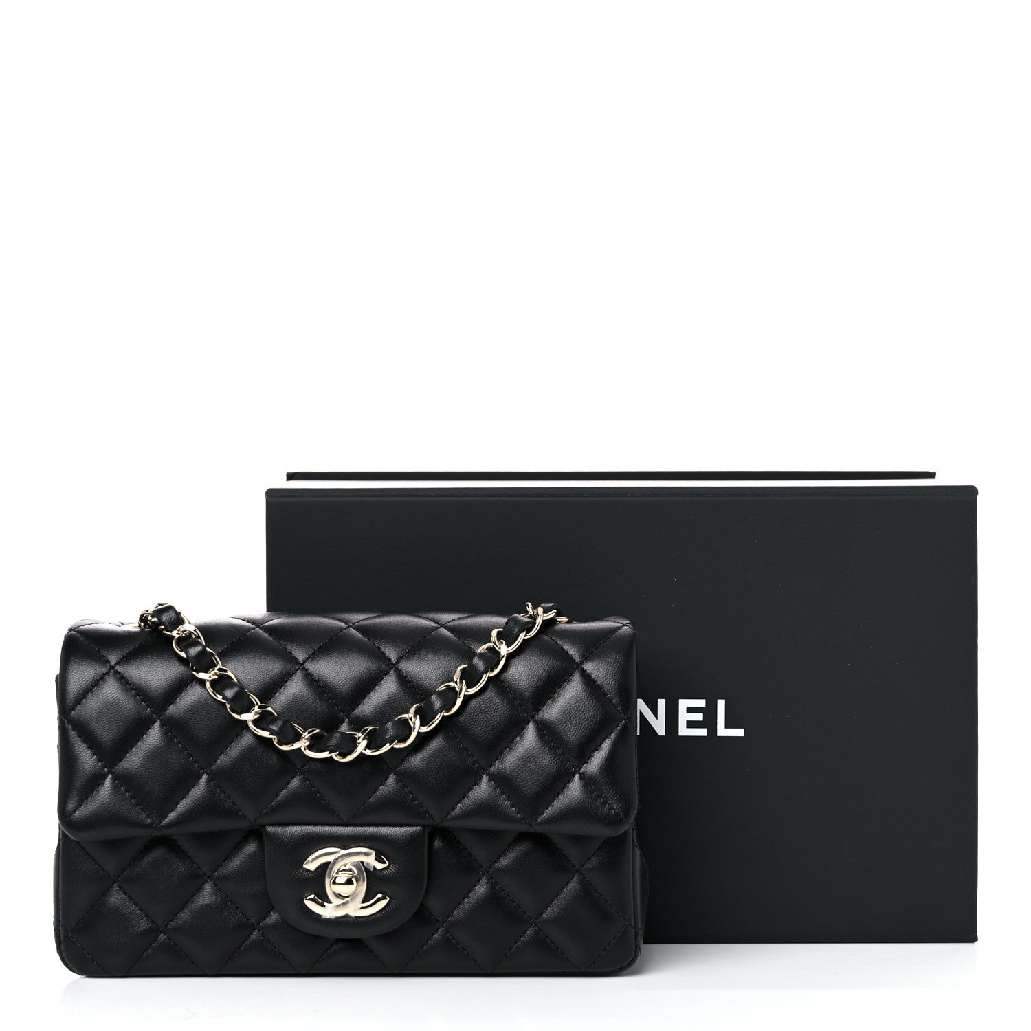 Chanel Lambskin Quilted Mini Rectangular Flap Black 12 of 12