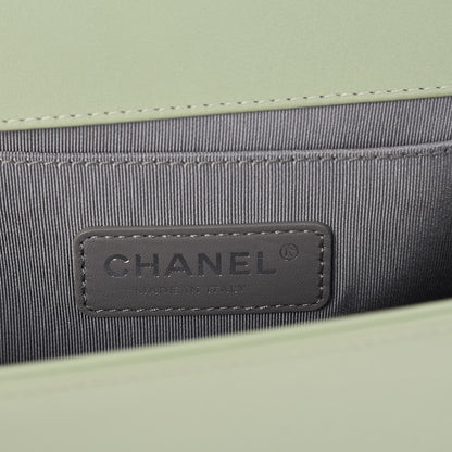 Chanel Calfskin Chevron Quilted Medium Boy Flap Light Green 8 of 11