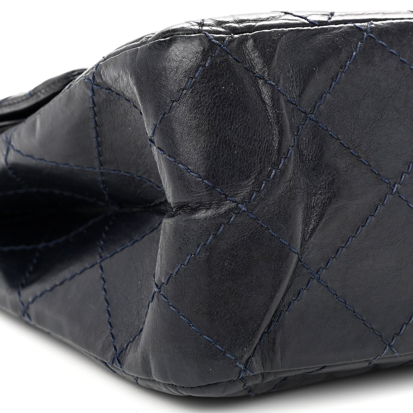Aged Calfskin Quilted 2.55 Reissue 227 Flap Navy Blue