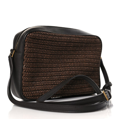 Saint Laurent Raffia Canvas Monogram Lou Camera Bag Dark Chocolate 3 of 8