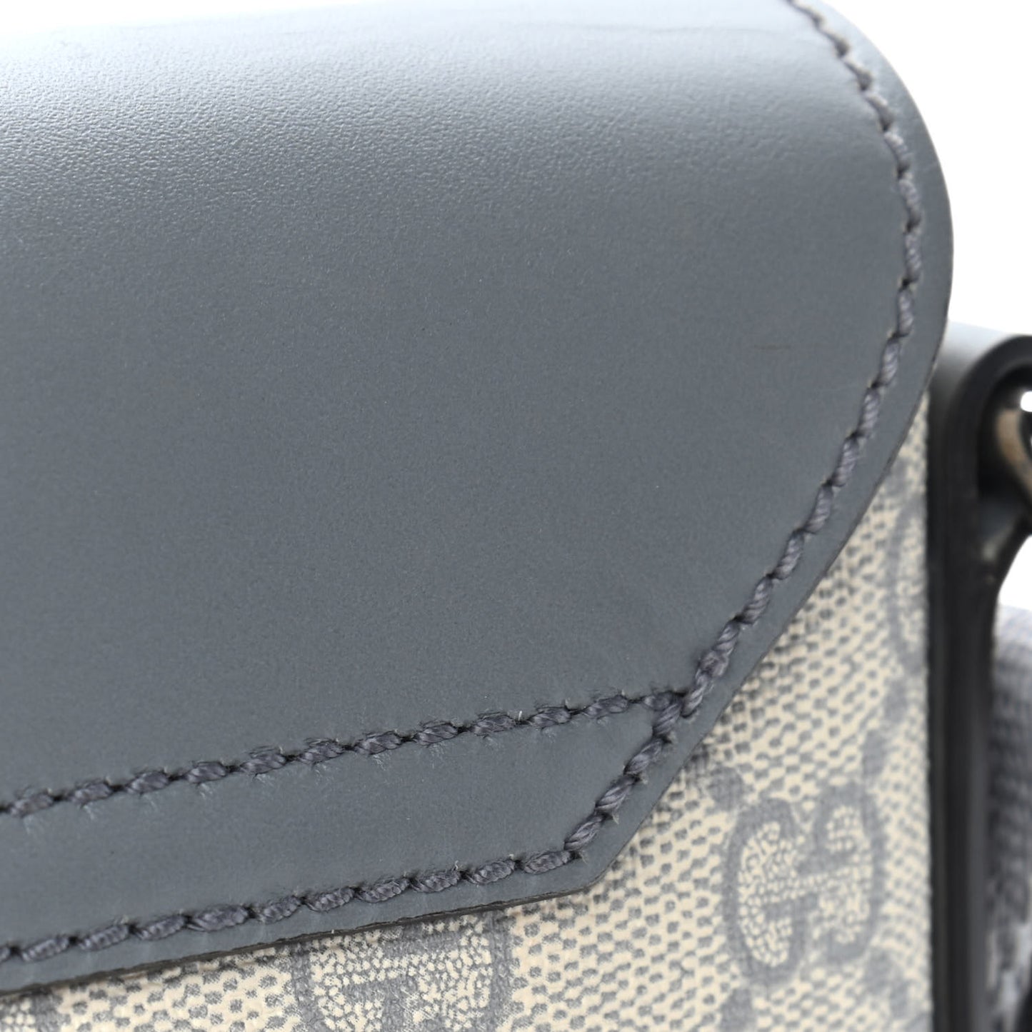 GG Supreme Monogram Selleria Calfskin Small Satchel Messenger Bag Ecru Grigio
