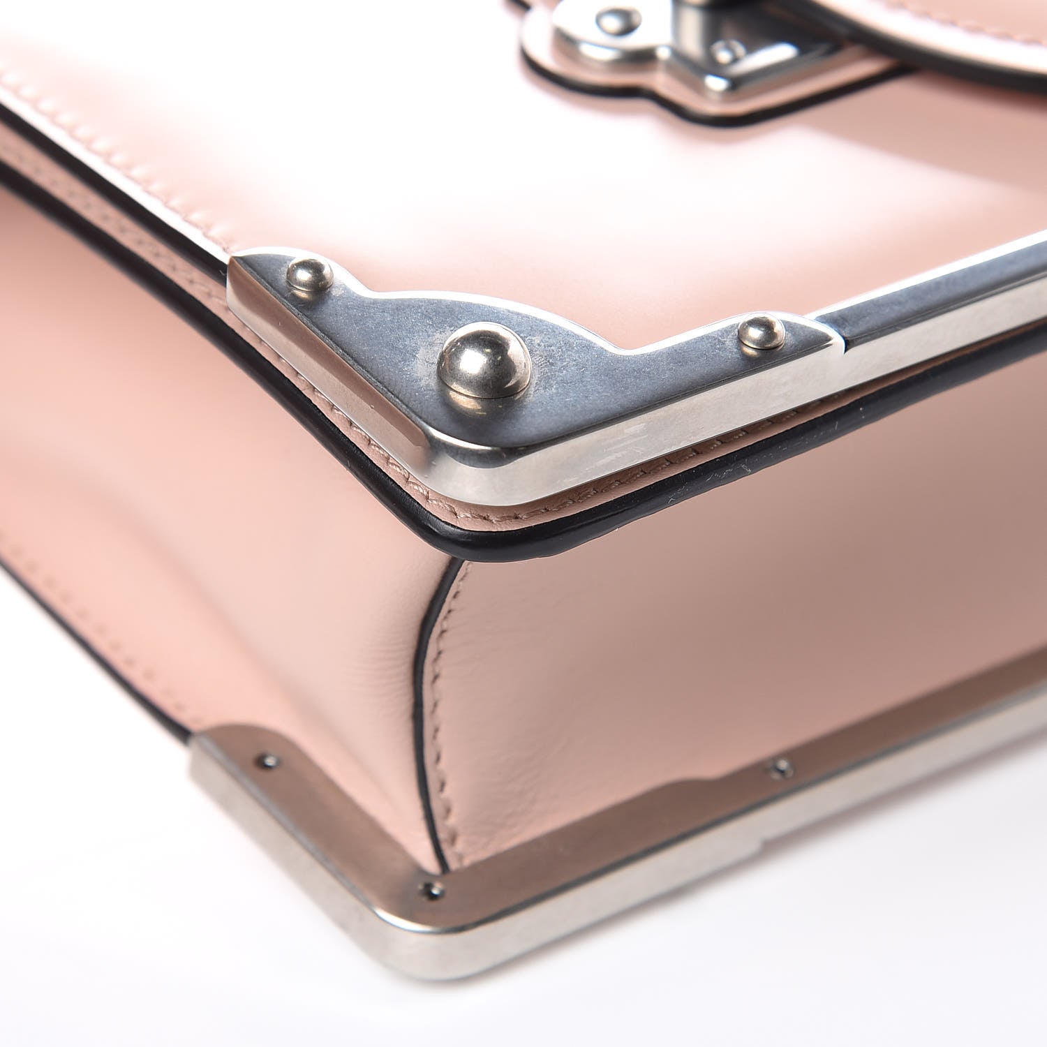 Prada Spazzolato Soft Calf Cahier Chain Wristlet Clutch Pesca 8 of 9