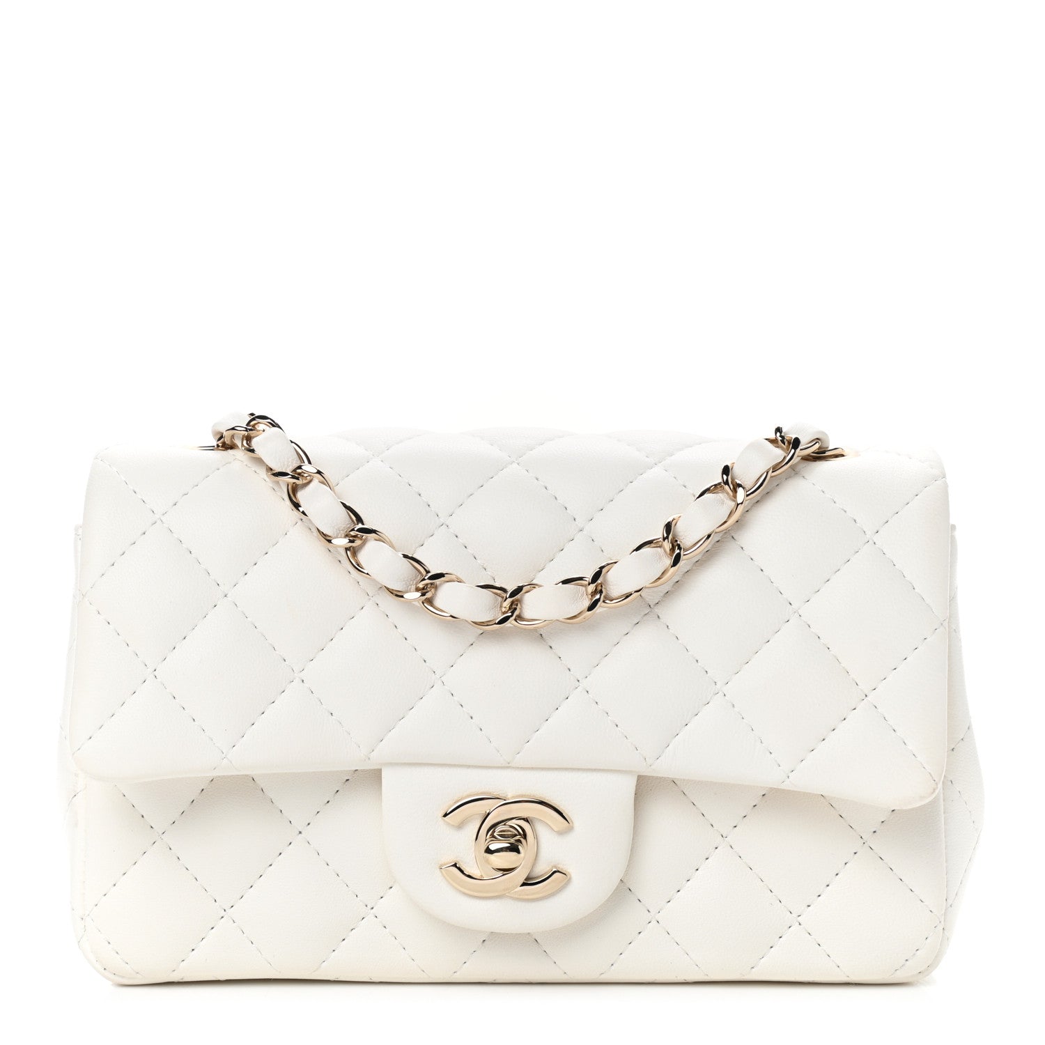 Chanel Lambskin Quilted Mini Rectangular Flap White 1 of 8
