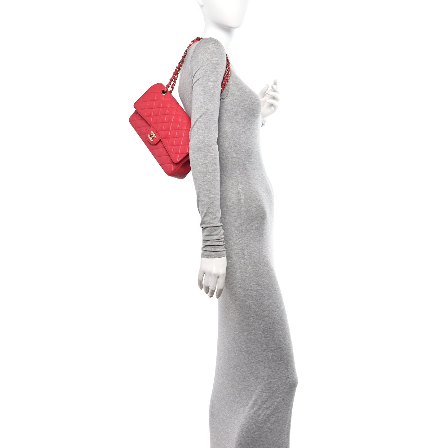 Caviar Quilted Medium Double Flap Dark Pink